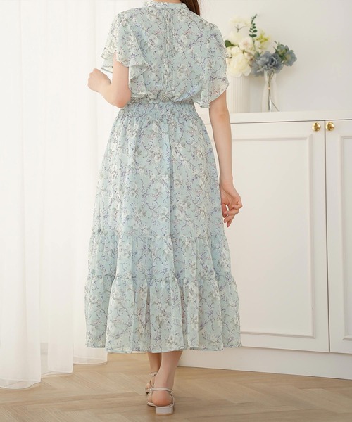Prima Scherrer(プリマシェレル)の「シャーリングフリルシフォンプリントワンピース Prima Scherrer(ワンピース・レディース・ネイビー/サックスブルー/ピンク・フリー)」の14枚目の写真