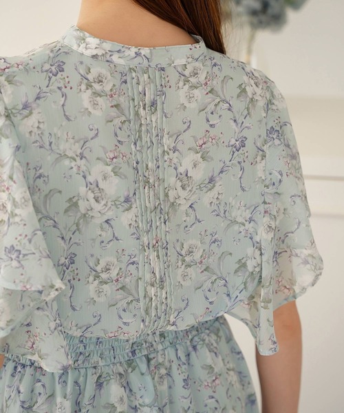 Prima Scherrer(プリマシェレル)の「シャーリングフリルシフォンプリントワンピース Prima Scherrer(ワンピース・レディース・ネイビー/サックスブルー/ピンク・フリー)」の16枚目の写真