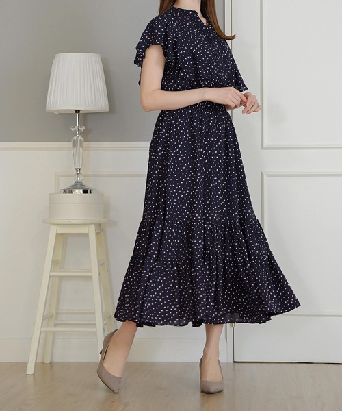 Prima Scherrer(プリマシェレル)の「シャーリングフリルシフォンプリントワンピース Prima Scherrer(ワンピース・レディース・ネイビー/サックスブルー/ピンク・フリー)」の19枚目の写真