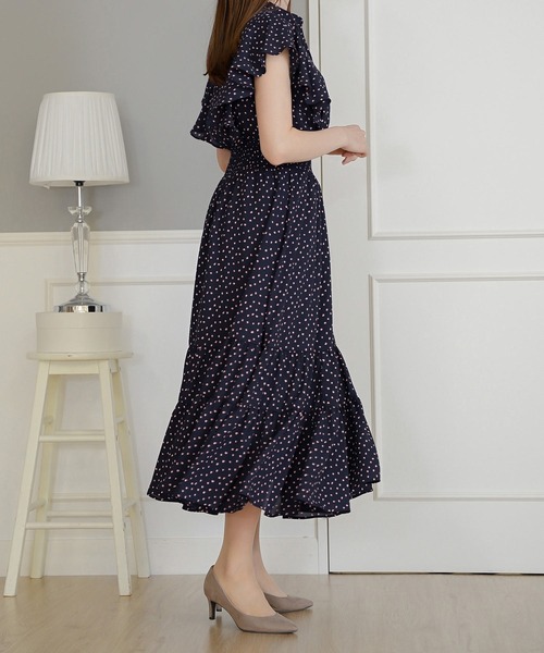 Prima Scherrer(プリマシェレル)の「シャーリングフリルシフォンプリントワンピース Prima Scherrer(ワンピース・レディース・ネイビー/サックスブルー/ピンク・フリー)」の21枚目の写真