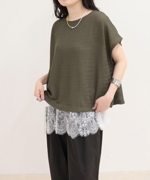 fredy emue(フレディエミュ)の「メッシュフレンチプルオーバーカットソー(Tシャツ/カットソー・レディース・グレー/オフホワイト/カーキ・38)」の3枚目の写真