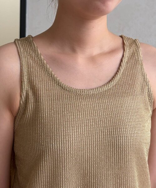 Chez toi(シェトワ)の「メタルメッシュドロスト切替ワンピース(ワンピース・レディース・ベージュ/チャコールグレー・FREE)」の16枚目の写真