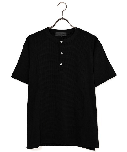 RUDOL(ルドル)の「『RUDOL/ルドル』クロスボタン切り替えデザインヘンリーネックカットソー(Tシャツ/カットソー・メンズ・ブラック/ホワイト・L/XL/M)」の16枚目の写真
