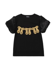 L.H.P | MOMENTEL/モーメンタル/Three Ribbon Black Fur Tee(Tシャツ/カットソー)