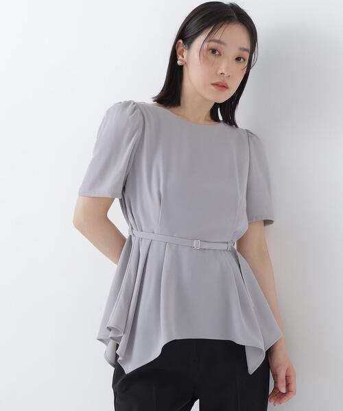NATURAL BEAUTY BASIC(ナチュラルビューティーベーシック)の「イレヘムペプラムブラウス(シャツ/ブラウス・レディース・オフホワイト/グレー/ピンク・フリ-)」の6枚目の写真