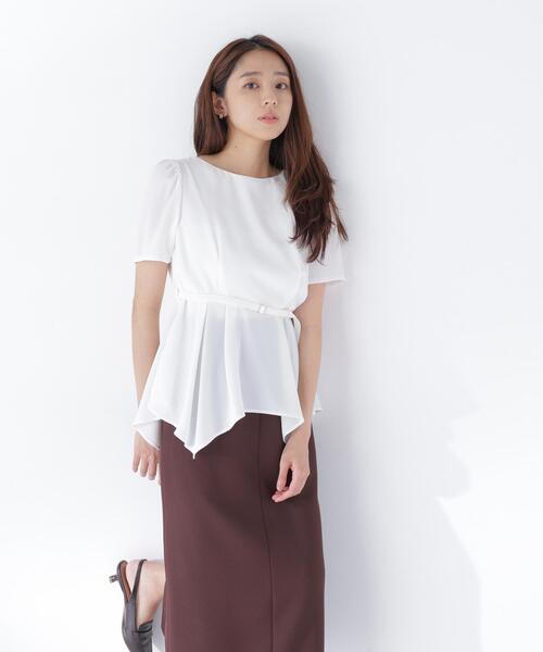 NATURAL BEAUTY BASIC(ナチュラルビューティーベーシック)の「イレヘムペプラムブラウス(シャツ/ブラウス・レディース・オフホワイト/グレー/ピンク・フリ-)」の16枚目の写真
