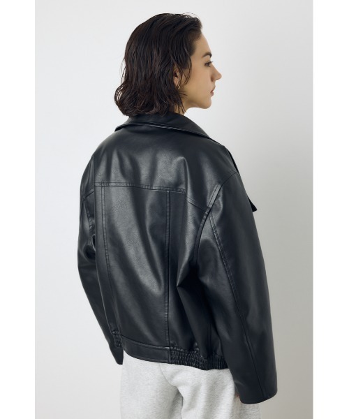 AZUL by moussy(アズールバイマウジー)の「【VERY10月号掲載】【不動の人気アウターがついに予約開始】フェイクレザースタンド中綿キルティングブルゾン 秋服 冬服(ブルゾン・レディース・ブラック/ダークブラウン・SMALL/MEDIUM)」の12枚目の写真