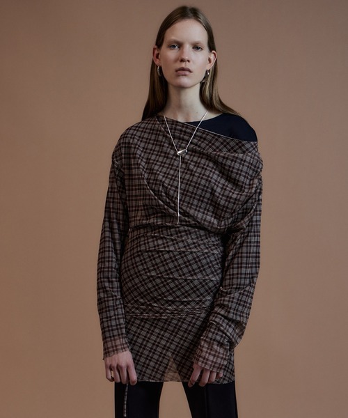 MAISON SPECIAL(メゾンスペシャル)の「Sheer Layered Drape Top/シアーレイヤードドレープトップ(Tシャツ/カットソー・レディース・ブラウン/ホワイト/ブラック・FREE)」の3枚目の写真