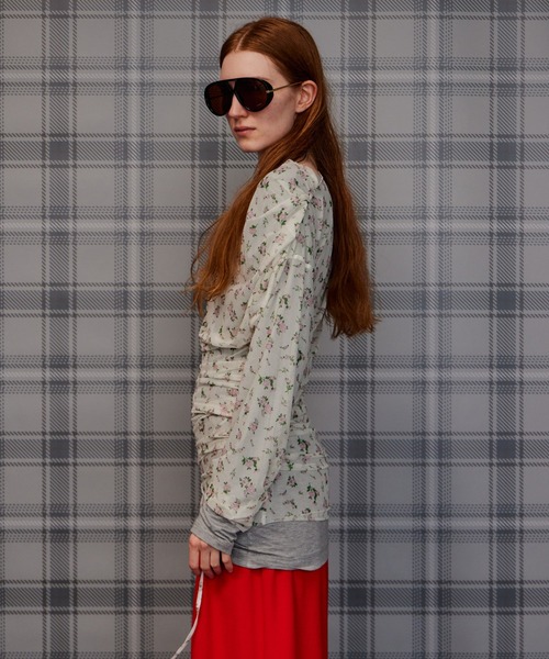 MAISON SPECIAL(メゾンスペシャル)の「Sheer Layered Drape Top/シアーレイヤードドレープトップ(Tシャツ/カットソー・レディース・ブラウン/ホワイト/ブラック・FREE)」の9枚目の写真