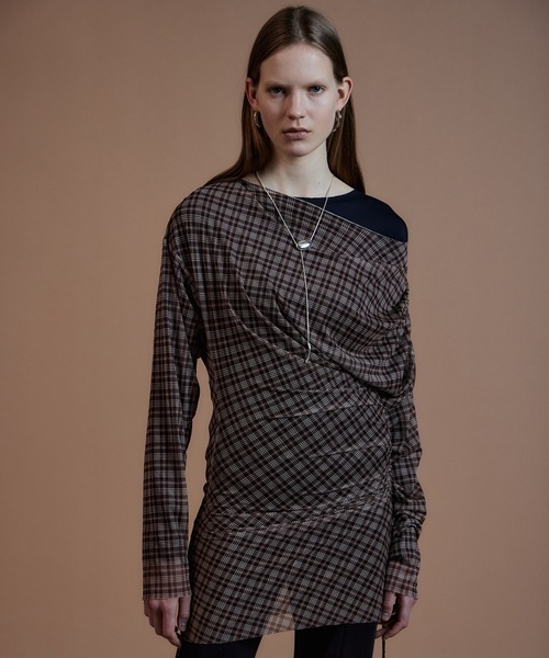 MAISON SPECIAL(メゾンスペシャル)の「Sheer Layered Drape Top/シアーレイヤードドレープトップ(Tシャツ/カットソー・レディース・ブラウン/ホワイト/ブラック・FREE)」の16枚目の写真