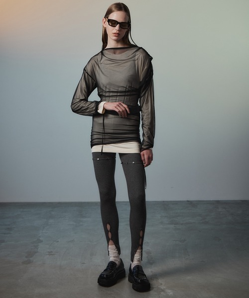 MAISON SPECIAL(メゾンスペシャル)の「Sheer Layered Drape Top/シアーレイヤードドレープトップ(Tシャツ/カットソー・レディース・ブラウン/ホワイト/ブラック・FREE)」の20枚目の写真