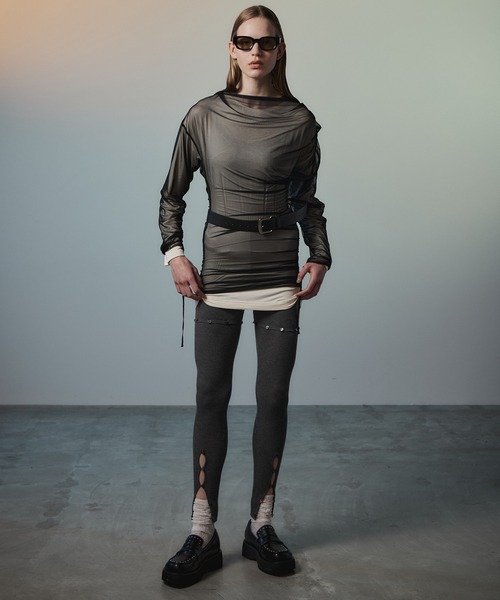MAISON SPECIAL(メゾンスペシャル)の「Sheer Layered Drape Top/シアーレイヤードドレープトップ(Tシャツ/カットソー・レディース・ブラウン/ホワイト/ブラック・FREE)」の21枚目の写真