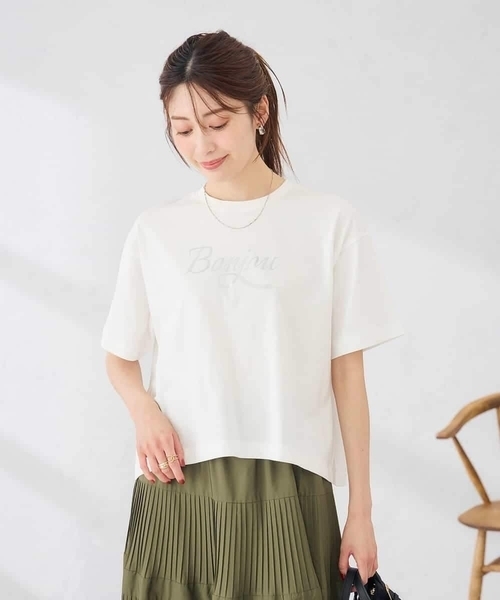 a.v.v（アーヴェヴェ）の「【接触冷感】クロップドロゴTシャツ（Tシャツ/カットソー・レディース・ホワイト/ブラック・38/40/36）」の17枚目の写真