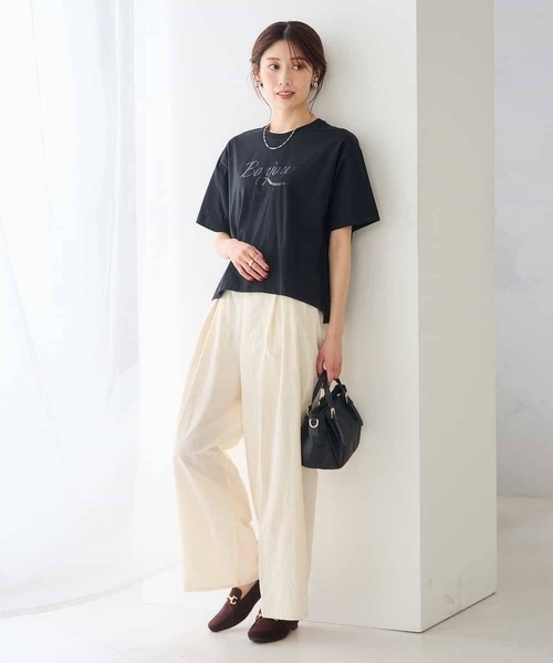 a.v.v（アーヴェヴェ）の「【接触冷感】クロップドロゴTシャツ（Tシャツ/カットソー・レディース・ホワイト/ブラック・38/40/36）」の6枚目の写真