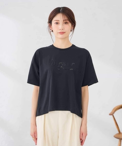 a.v.v（アーヴェヴェ）の「【接触冷感】クロップドロゴTシャツ（Tシャツ/カットソー・レディース・ホワイト/ブラック・38/40/36）」の9枚目の写真