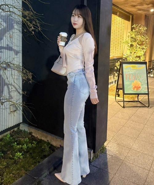 one after another NICE CLAUP(ワンアフターアナザーナイスクラップ)の「【hinano企画】ボレロセットリボントップス(Tシャツ/カットソー・レディース・ピンク/ブラック/ブラウン/オフホワイト・FREE)」の15枚目の写真