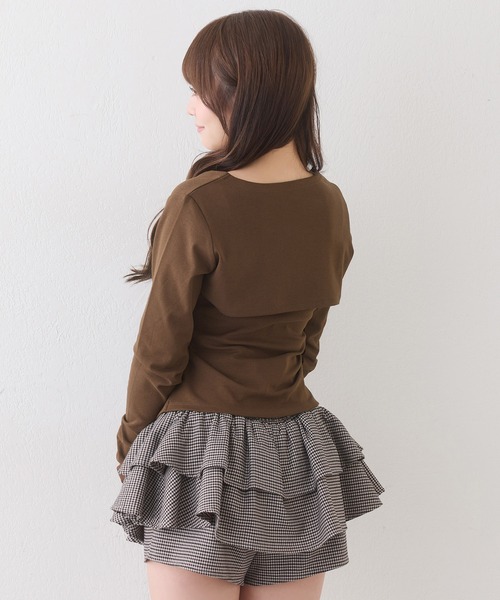 one after another NICE CLAUP(ワンアフターアナザーナイスクラップ)の「【hinano企画】ボレロセットリボントップス(Tシャツ/カットソー・レディース・ピンク/ブラック/ブラウン/オフホワイト・FREE)」の12枚目の写真