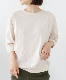 【C-FORT POINT/フォートポイント】【ほどよいゆったりシルエット】綿スラブ7分袖Tシャツ ナチュラル ヘリンボーン レイヤード 体形カバー デイリーユース