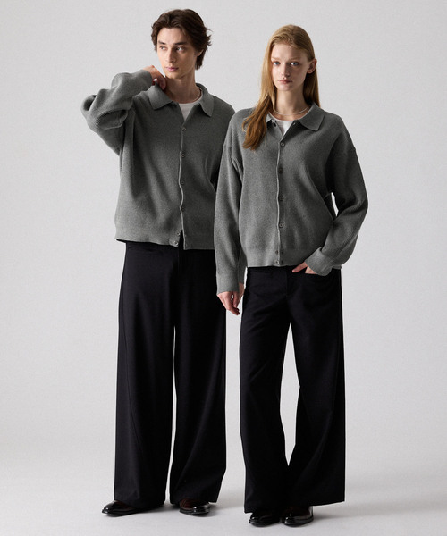 CLEL(クレイル)の「【CLEL】Basic Rib Knit Shirt Cardigan / ベーシック畦編みニットシャツカーディガン(カーディガン/ボレロ・メンズ・杢グレー/レッド/ブラック/ネイビー・XS/L/S/M)」の5枚目の写真