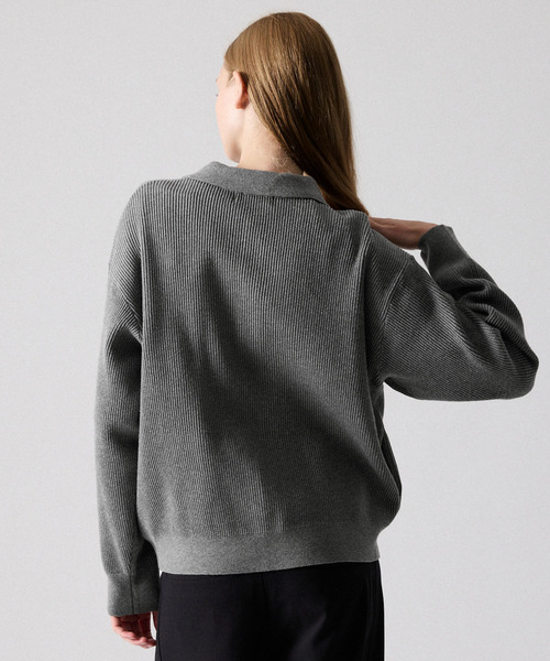 CLEL(クレイル)の「【CLEL】Basic Rib Knit Shirt Cardigan / ベーシック畦編みニットシャツカーディガン(カーディガン/ボレロ・メンズ・杢グレー/レッド/ブラック/ネイビー・XS/L/S/M)」の8枚目の写真