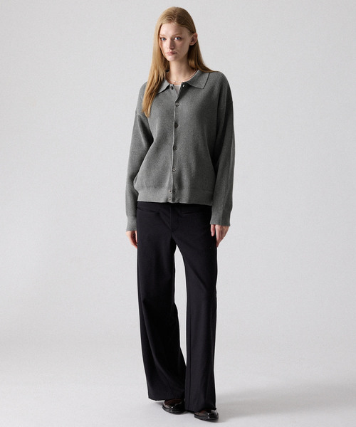 CLEL(クレイル)の「【CLEL】Basic Rib Knit Shirt Cardigan / ベーシック畦編みニットシャツカーディガン(カーディガン/ボレロ・メンズ・杢グレー/レッド/ブラック/ネイビー・XS/L/S/M)」の9枚目の写真