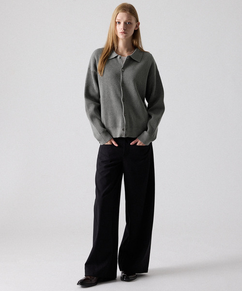 CLEL(クレイル)の「【CLEL】Basic Rib Knit Shirt Cardigan / ベーシック畦編みニットシャツカーディガン(カーディガン/ボレロ・メンズ・杢グレー/レッド/ブラック/ネイビー・XS/L/S/M)」の10枚目の写真