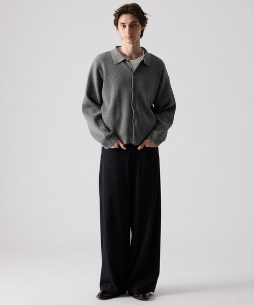 CLEL(クレイル)の「【CLEL】Basic Rib Knit Shirt Cardigan / ベーシック畦編みニットシャツカーディガン(カーディガン/ボレロ・メンズ・杢グレー/レッド/ブラック/ネイビー・XS/L/S/M)」の13枚目の写真