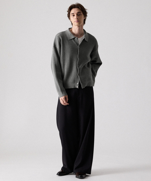 CLEL(クレイル)の「【CLEL】Basic Rib Knit Shirt Cardigan / ベーシック畦編みニットシャツカーディガン(カーディガン/ボレロ・メンズ・杢グレー/レッド/ブラック/ネイビー・XS/L/S/M)」の14枚目の写真