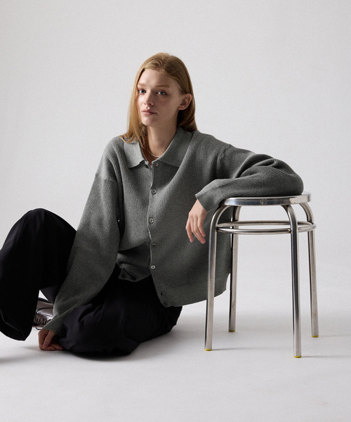CLEL(クレイル)の「【CLEL】Basic Rib Knit Shirt Cardigan / ベーシック畦編みニットシャツカーディガン(カーディガン/ボレロ・メンズ・杢グレー/レッド/ブラック/ネイビー・XS/L/S/M)」の16枚目の写真