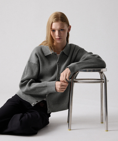 CLEL(クレイル)の「【CLEL】Basic Rib Knit Shirt Cardigan / ベーシック畦編みニットシャツカーディガン(カーディガン/ボレロ・メンズ・杢グレー/レッド/ブラック/ネイビー・XS/L/S/M)」の17枚目の写真