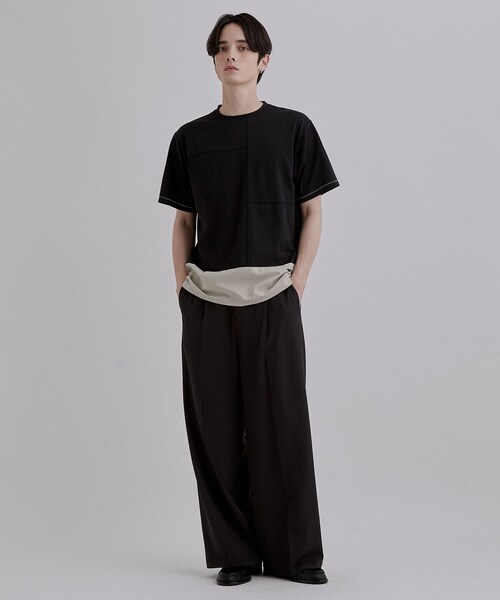 tk.TAKEO KIKUCHI(ティーケータケオキクチ)の「ダッシュラインバイカラーTシャツ(Tシャツ/カットソー・メンズ・ブラック/ホワイト/ナチュラル・04/03/02)」の9枚目の写真
