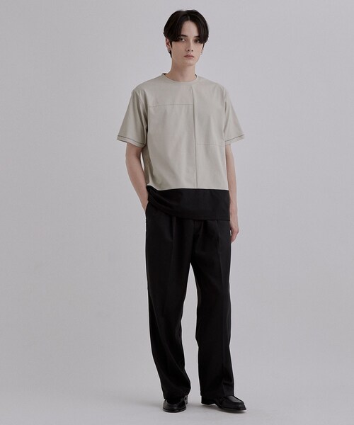 tk.TAKEO KIKUCHI(ティーケータケオキクチ)の「ダッシュラインバイカラーTシャツ(Tシャツ/カットソー・メンズ・ブラック/ホワイト/ナチュラル・04/03/02)」の13枚目の写真
