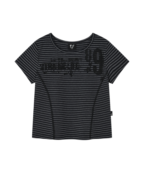 LMR(エルエムアール)の「ストライプスリム半袖TシャツGREY(Tシャツ/カットソー・レディース・チャコールグレー・SMALL/MEDIUM)」の11枚目の写真