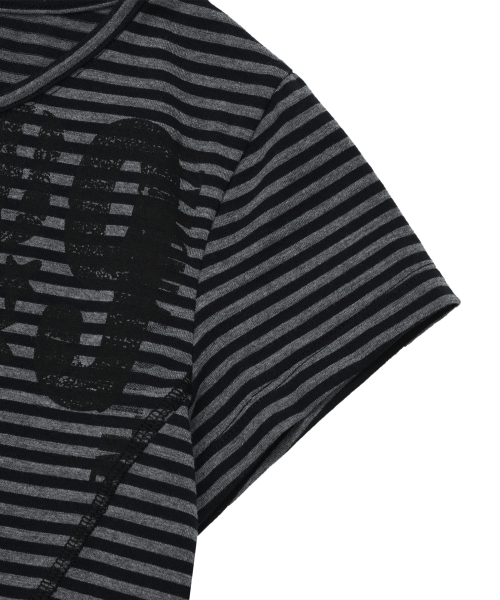 LMR(エルエムアール)の「ストライプスリム半袖TシャツGREY(Tシャツ/カットソー・レディース・チャコールグレー・SMALL/MEDIUM)」の14枚目の写真
