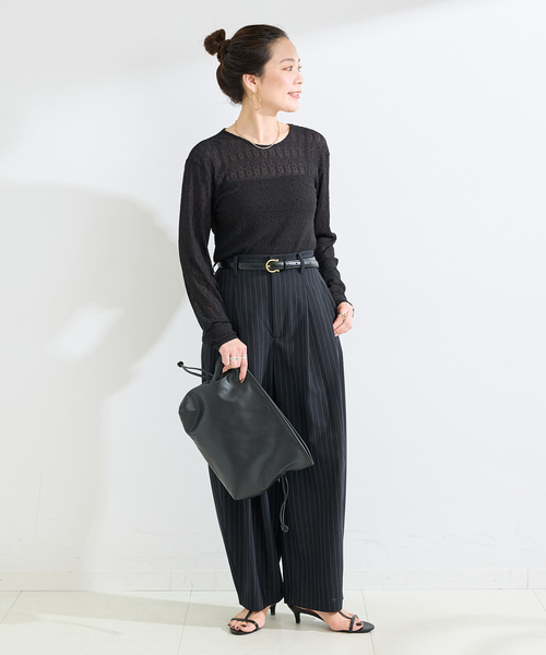 B.C STOCK（ベーセーストック）の「ウォッシャブル / sheerレースtops（Tシャツ/カットソー・レディース・ブラック/ブラウン/ホワイト・FREE）」の4枚目の写真