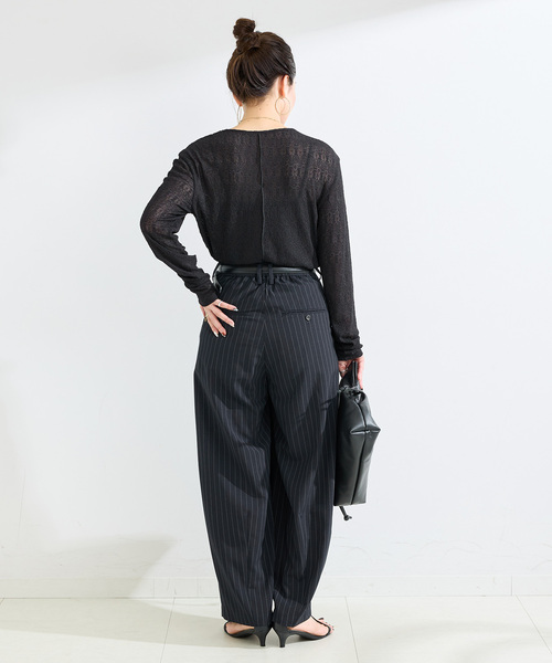 B.C STOCK（ベーセーストック）の「ウォッシャブル / sheerレースtops（Tシャツ/カットソー・レディース・ブラック/ブラウン/ホワイト・FREE）」の6枚目の写真