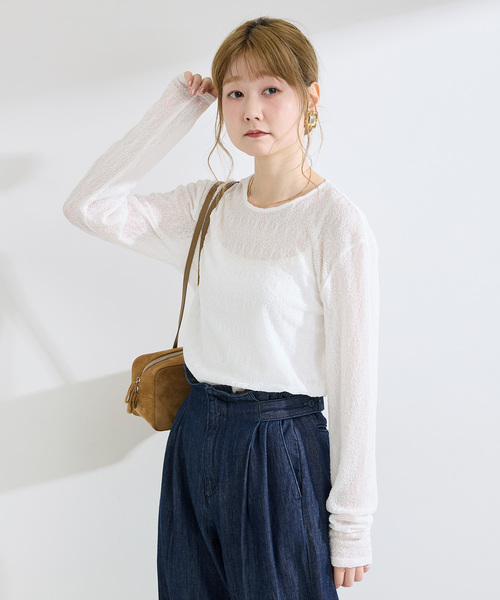 B.C STOCK（ベーセーストック）の「ウォッシャブル / sheerレースtops（Tシャツ/カットソー・レディース・ブラック/ブラウン/ホワイト・FREE）」の15枚目の写真