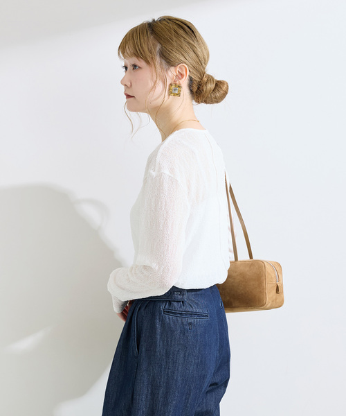 B.C STOCK（ベーセーストック）の「ウォッシャブル / sheerレースtops（Tシャツ/カットソー・レディース・ブラック/ブラウン/ホワイト・FREE）」の16枚目の写真
