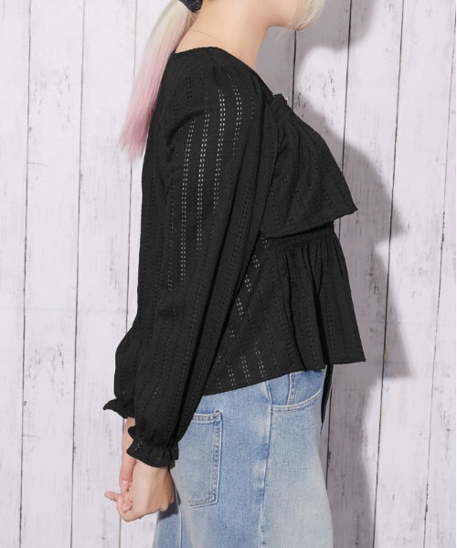 GORGE(ゴージ)の「【待望の長袖ver】カットレース フリルペプラムブラウス|全4色(シャツ/ブラウス・レディース・オフホワイト/ボルドー/ブラック/ブラウン・F)」の15枚目の写真