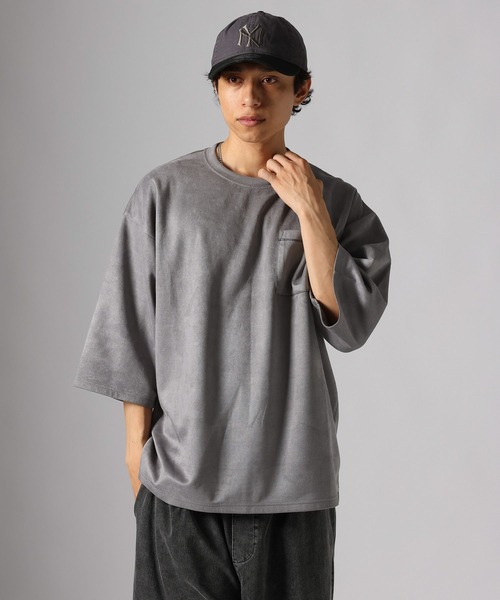 BAYFLOW(ベイフロー)の「カットフェイクスエードTEE(Tシャツ/カットソー・メンズ・ブラウン/ダークオリーブ/グレー・MEDIUM/LARGE)」の1枚目の写真