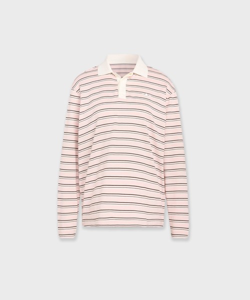 adidas(アディダス)の「adidas / STRIPED OVZD LS POLO SHIRT / SU617,KU6081,KU8352adidas / STRIPED OVZD LS POLO SHIRT / SU617,KU6081,KU8352 秋服 冬服(ポロシャツ・レディース・ピンク/ホワイト・M/L)」の1枚目の写真
