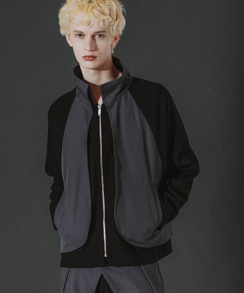NO ID.(ノーアイディ)の「mj11860- ラップZIP-BLZ ブルゾン(459006-573B)(ブルゾン・メンズ・ブラック×グレー/ブラック・ONE SIZE)」の3枚目の写真