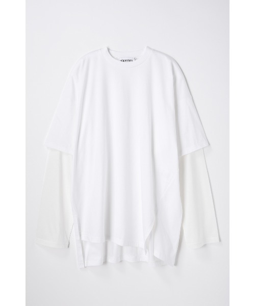 nagonstans(ナゴンスタンス)の「layered sheer long-sleeves t-shirt(Tシャツ/カットソー・レディース・ダークネイビー/ホワイト・MEDIUM)」の2枚目の写真