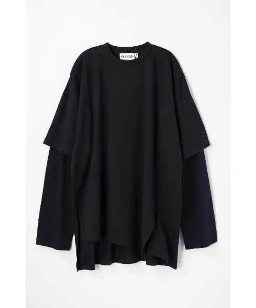 nagonstans(ナゴンスタンス)の「layered sheer long-sleeves t-shirt(Tシャツ/カットソー・レディース・ダークネイビー/ホワイト・MEDIUM)」の1枚目の写真