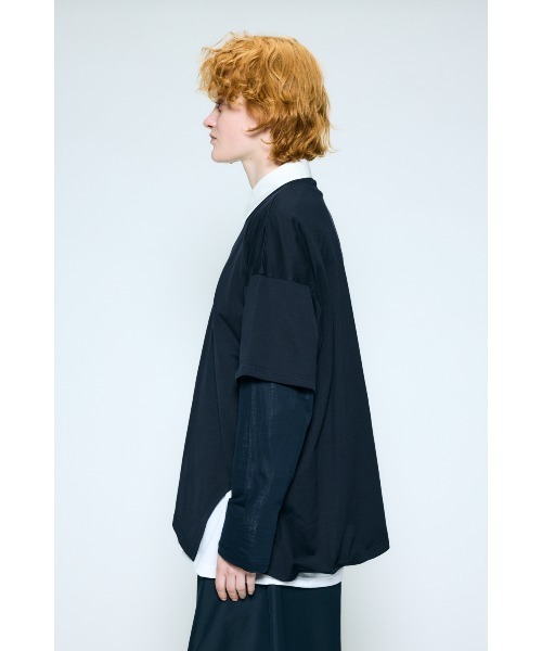 nagonstans(ナゴンスタンス)の「layered sheer long-sleeves t-shirt(Tシャツ/カットソー・レディース・ダークネイビー/ホワイト・MEDIUM)」の4枚目の写真