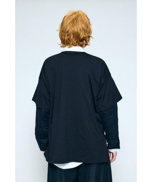 nagonstans(ナゴンスタンス)の「layered sheer long-sleeves t-shirt(Tシャツ/カットソー・レディース・ダークネイビー/ホワイト・MEDIUM)」の5枚目の写真