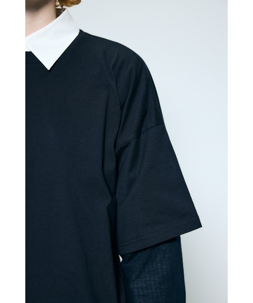 nagonstans(ナゴンスタンス)の「layered sheer long-sleeves t-shirt(Tシャツ/カットソー・レディース・ダークネイビー/ホワイト・MEDIUM)」の7枚目の写真