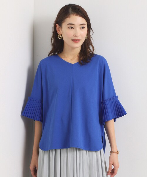 ITS'DEMO(イッツデモ)の「袖口プリーツプルオーバー(Tシャツ/カットソー・レディース・ブラック/アイボリー/ブルー系その他・00)」の3枚目の写真