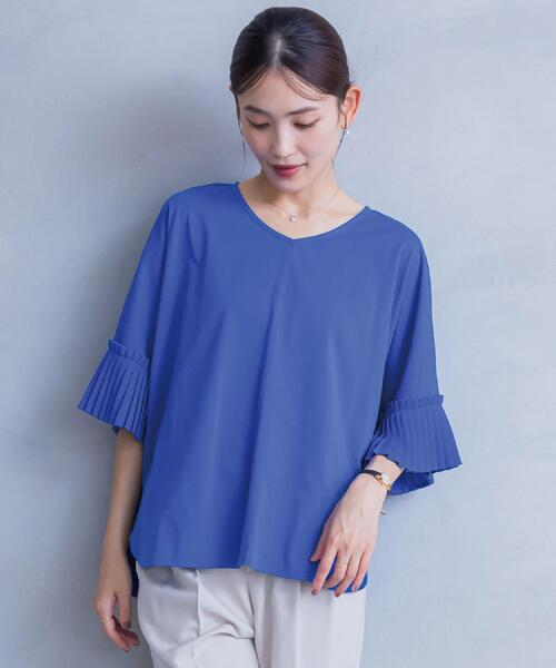 ITS'DEMO(イッツデモ)の「袖口プリーツプルオーバー(Tシャツ/カットソー・レディース・ブラック/アイボリー/ブルー系その他・00)」の4枚目の写真