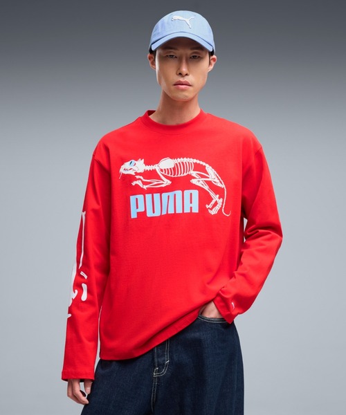 PUMA(プーマ)の「PUMA プーマ メンズ グラフィック スケルトン 長袖 Tシャツ(Tシャツ/カットソー・メンズ・レッド/ブラック・LARGE/X-LARGE/X-SMALL/SMALL/MEDIUM)」の1枚目の写真